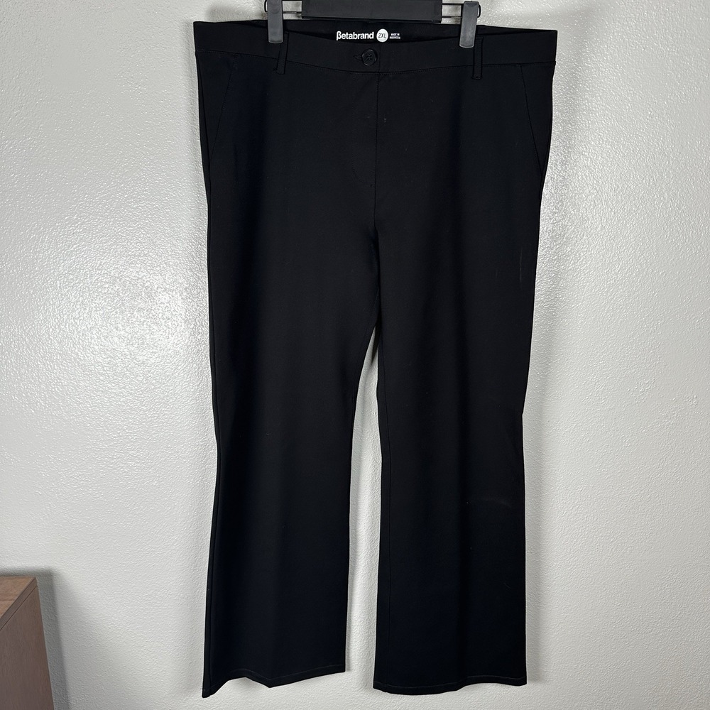 Betabrand Classic‎ Dress Pants Womens Size 2XL Black Bootcut Ponte Stretch Yoga